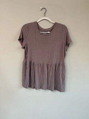 Maurices Short Sleeve Peplum Tee in Mauve